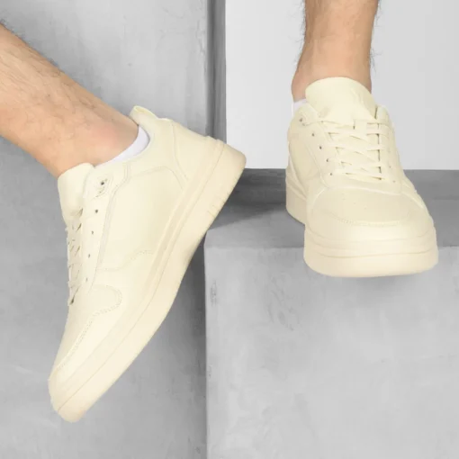 Baskets BEIGE Homme Motif Uni Lacets