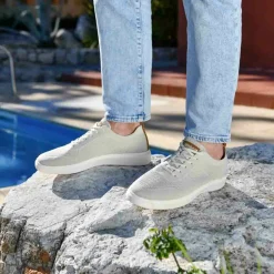 Baskets BEIGE Homme Motif Uni Lacets