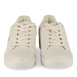 Baskets BEIGE/OR Femme Motif Paillettes Lacets