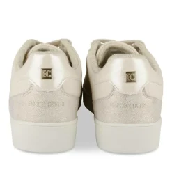 Baskets BEIGE/OR Femme Motif Paillettes Lacets