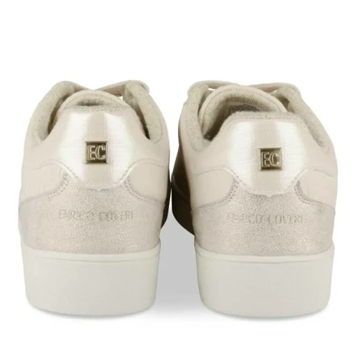Baskets BEIGE/OR Femme Motif Paillettes Lacets