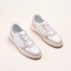 Baskets BLANC Femme CUIR Motif Uni Lacets