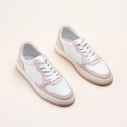 Baskets BLANC Femme CUIR Motif Uni Lacets