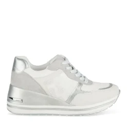 Baskets BLANC Femme Motif Paillettes Lacets