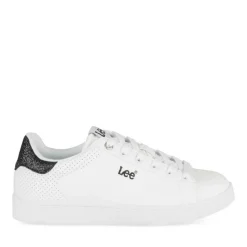 Baskets BLANC Femme Motif Paillettes Lacets