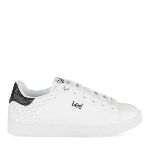 Baskets BLANC Femme Motif Paillettes Lacets