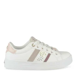 Baskets BLANC Femme Motif Paillettes Lacets