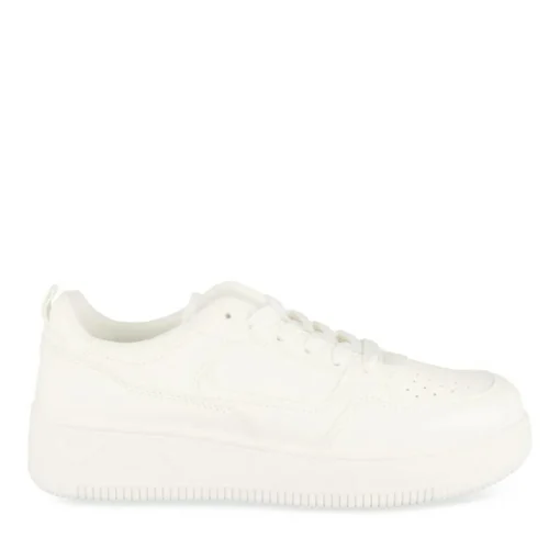 Baskets BLANC Femme Motif Uni Lacets