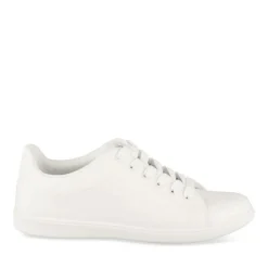 Baskets BLANC Femme Motif Vernis Lacets