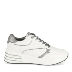 Baskets BLANC Femme Motif Uni Lacets