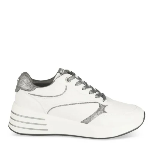 Baskets BLANC Femme Motif Uni Lacets