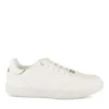 Baskets BLANC Femme Motif Paillettes Lacets