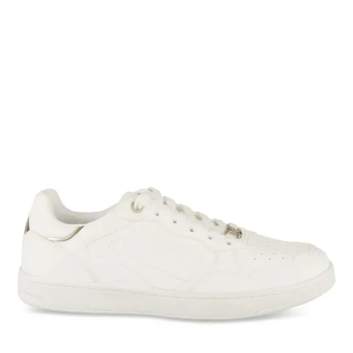 Baskets BLANC Femme Motif Paillettes Lacets