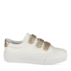 Baskets BLANC Femme Motif Paillettes Scratch
