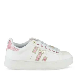 Baskets BLANC Femme Motif Tropical Lacets