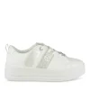Baskets BLANC Femme Motif Paillettes Lacets