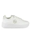 Baskets BLANC Femme Motif Paillettes Lacets