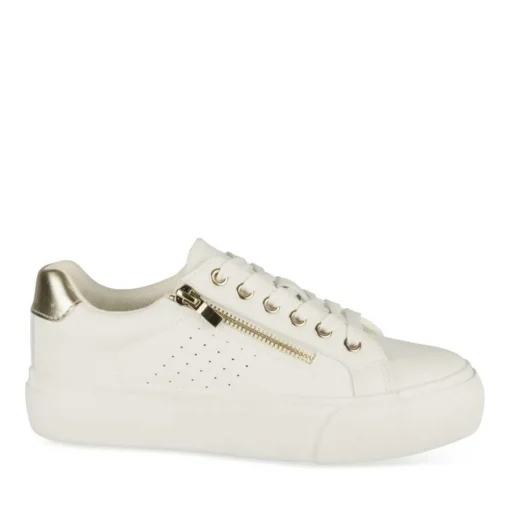 Baskets BLANC Femme Motif Iridescent Lacets