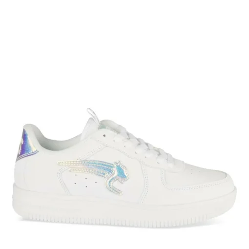 Baskets BLANC Femme Motif Uni Lacets