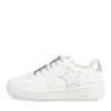 Baskets BLANC Femme Motif Etoiles Lacets