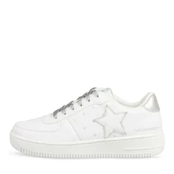 Baskets BLANC Femme Motif Etoiles Lacets