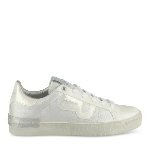 Baskets BLANC Femme Motif Iridescent Lacets