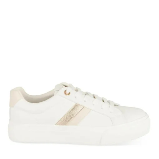 Baskets BLANC Femme Motif Uni Lacets