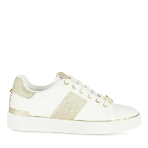 Baskets BLANC Femme Motif Uni Lacets