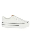 Baskets BLANC Femme Motif Uni Lacets