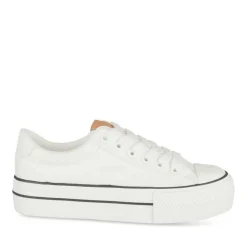 Baskets BLANC Femme Motif Uni Lacets