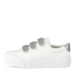 Baskets BLANC Femme Motif Uni Scratch