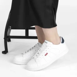 Baskets BLANC Femme Motif Uni Lacets