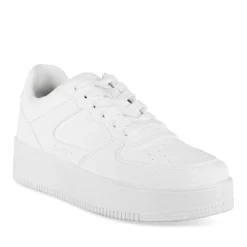 Baskets BLANC Femme Motif Uni Lacets