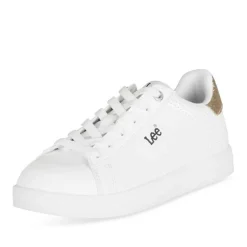 Baskets BLANC Femme Motif Paillettes Lacets