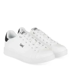 Baskets BLANC Femme Motif Paillettes Lacets