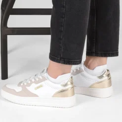 Baskets BLANC Femme Motif Uni Lacets