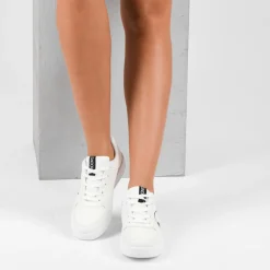Baskets BLANC Femme Motif Uni Lacets
