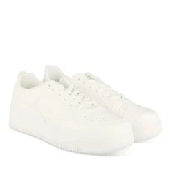 Baskets BLANC Femme Motif Uni Lacets