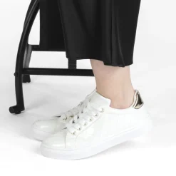 Baskets BLANC Femme Motif Uni Lacets