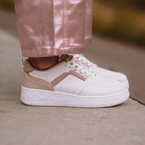 Baskets BLANC Femme Motif Uni Lacets