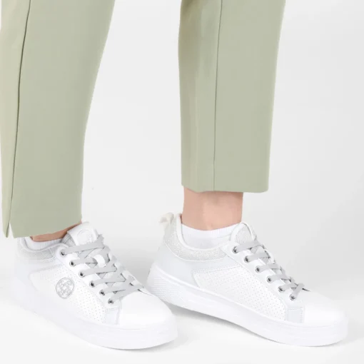 Baskets BLANC Femme Motif Uni Lacets