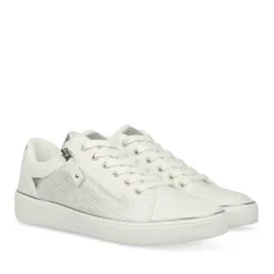 Baskets BLANC Femme Motif Paillettes Lacets