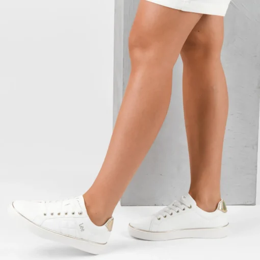 Baskets BLANC Femme Motif Animal Lacets