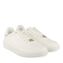 Baskets BLANC Femme Motif Paillettes Lacets