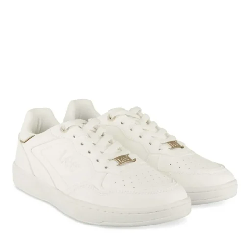 Baskets BLANC Femme Motif Paillettes Lacets