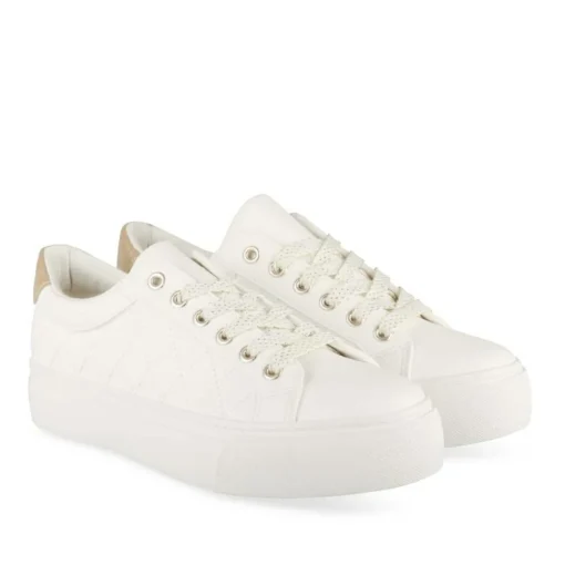 Baskets BLANC Femme Motif Uni Lacets
