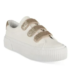 Baskets BLANC Femme Motif Paillettes Scratch