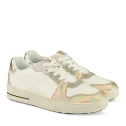 Baskets BLANC Femme Motif Iridescent Lacets
