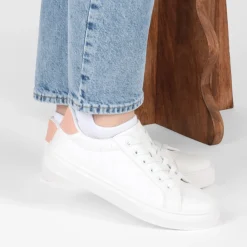 Baskets BLANC Femme Motif Uni Lacets