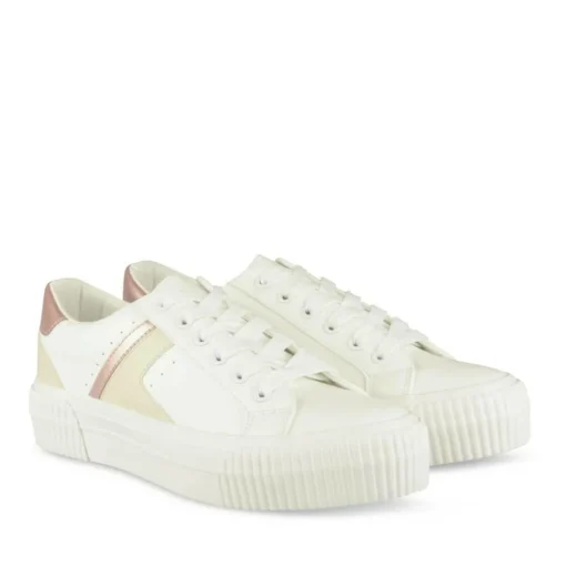 Baskets BLANC Femme Motif Uni Lacets